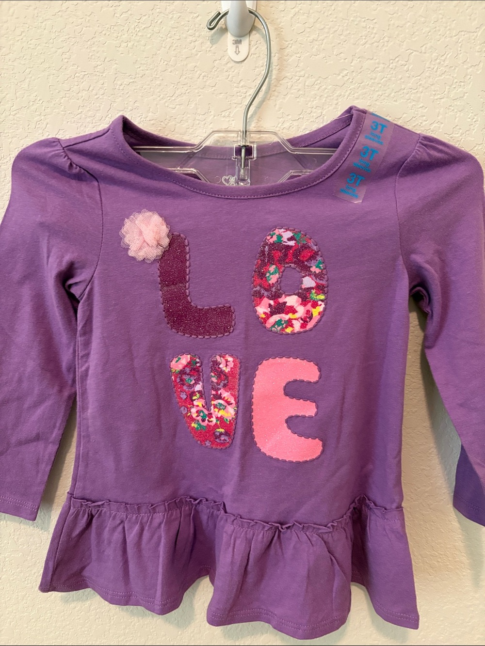 The Children's Place Purple 'LOVE' Peplum Long-Sleeve Top